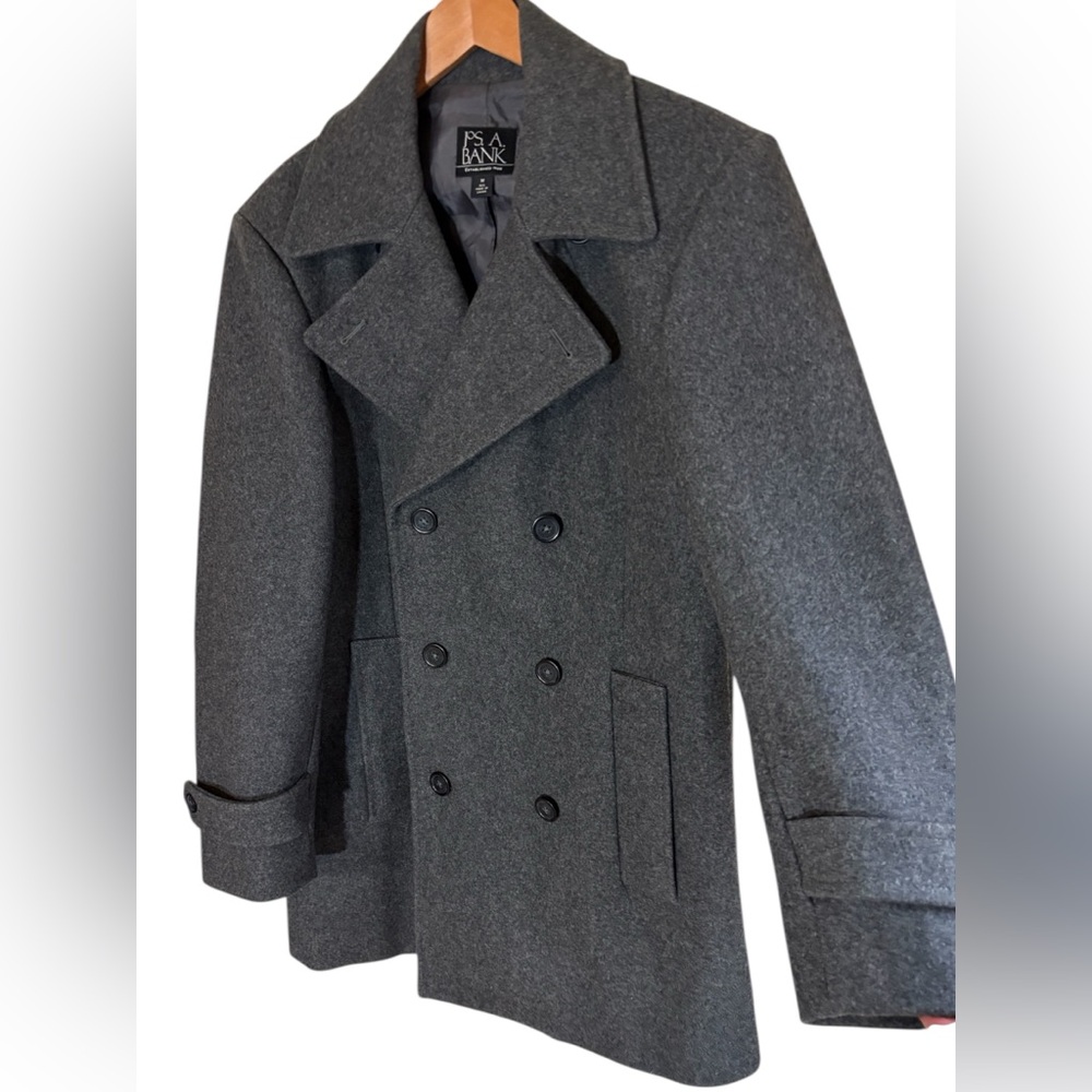 Jos. A. Bank Wool Pea Coat men’s medium regular. Charcoal gray. Like new! Sharp! - Picture 4 of 13